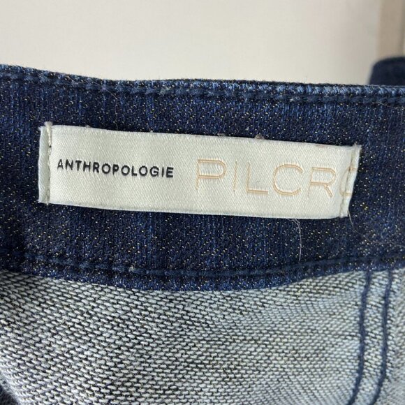 Anthropologie Pilcro Size 32 Tall High Rise Denim Leggings Shimmer Blue Glitter - Picture 5 of 15
